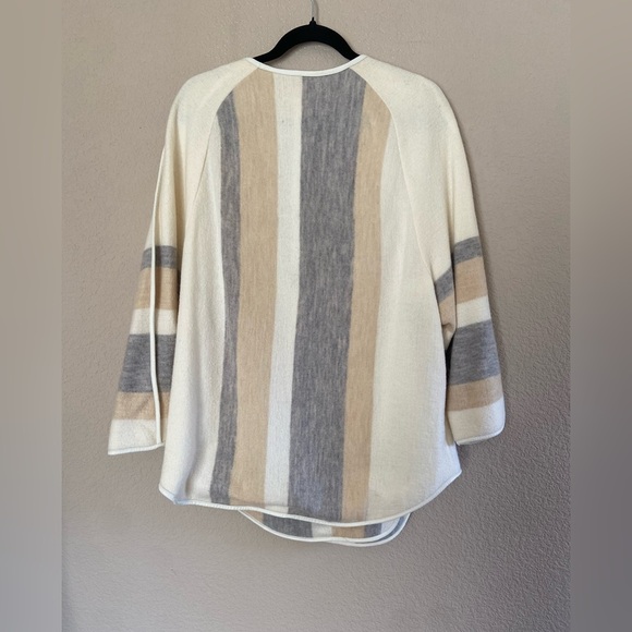 Chico's Women's Wrap Jacket Size 2 Colorblock Striped Yarn-Dye Boiled Wool 100% - Picture 2 of 8